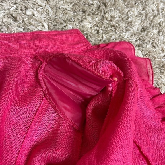 Lena Gabrielle Vintage 100% Linen Pink Fuschia Ruffle Jacket Size 4 #0449 - Picture 13 of 16